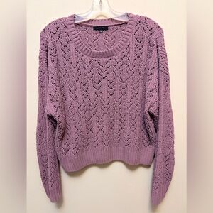LOVE TREE Oversized Cropped Women's Purple Knit Sweater